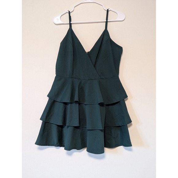 Altar'd State Dresses & Skirts - Altar'd State Dark Green Tiered Mini Dress V-Neck Ruffle XL 26BT903PCI Coquette